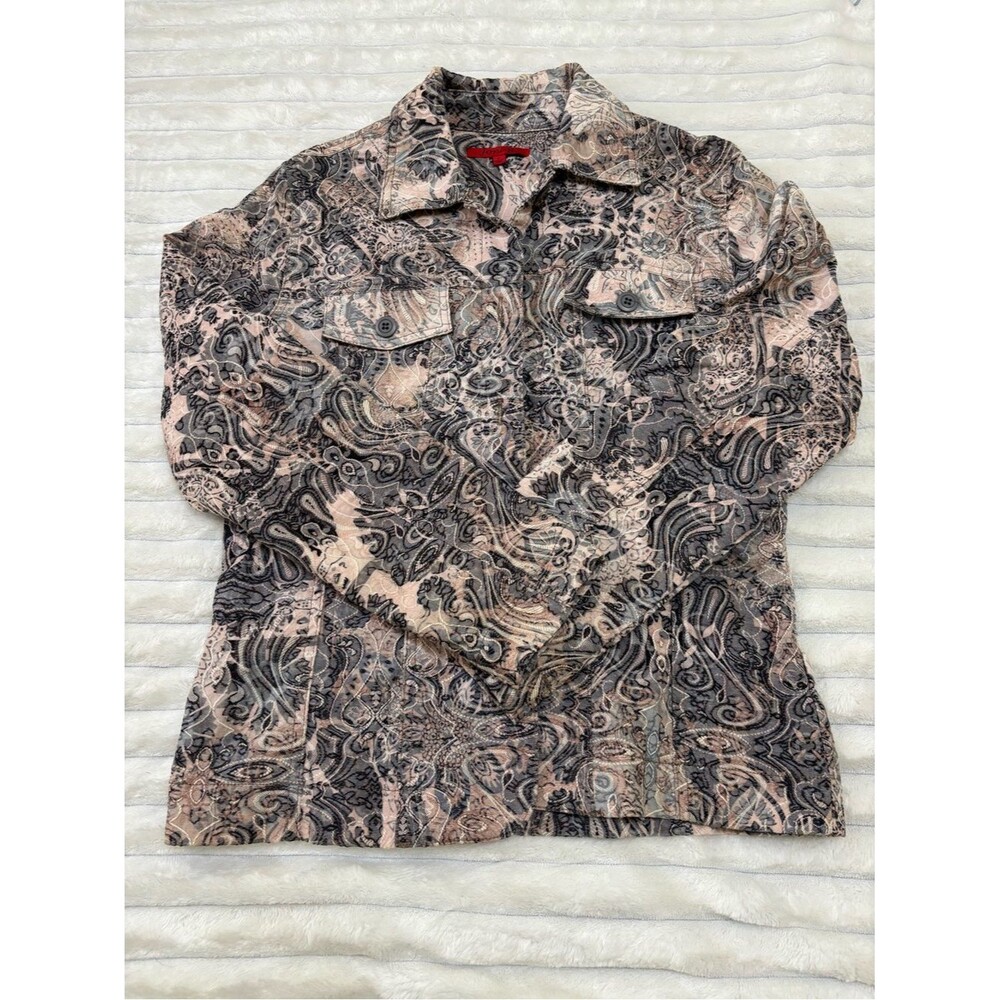 Joni B Art to Wear jacket floral tapestry textured embroidered stretch sz S